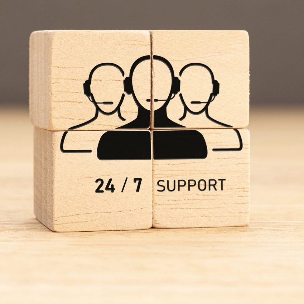 24-7 Customer support concept.
